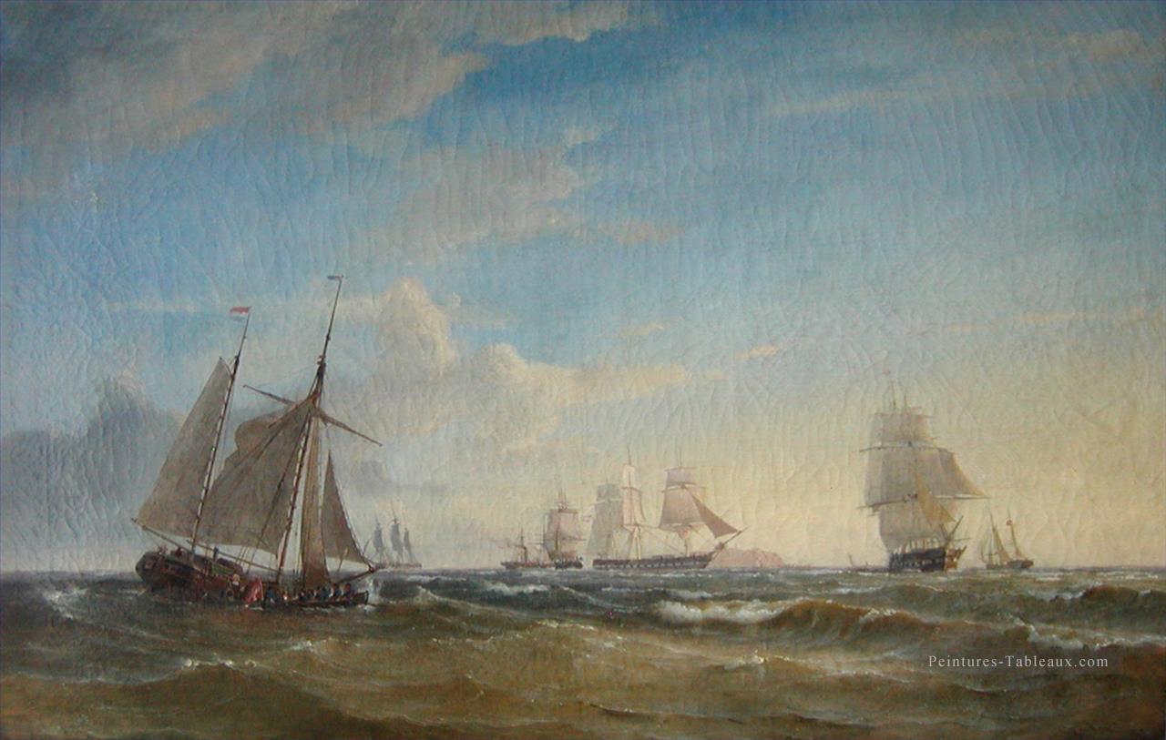 Blokadeeskadren ud pour Elben 1849 Batailles navale Peintures à l'huile